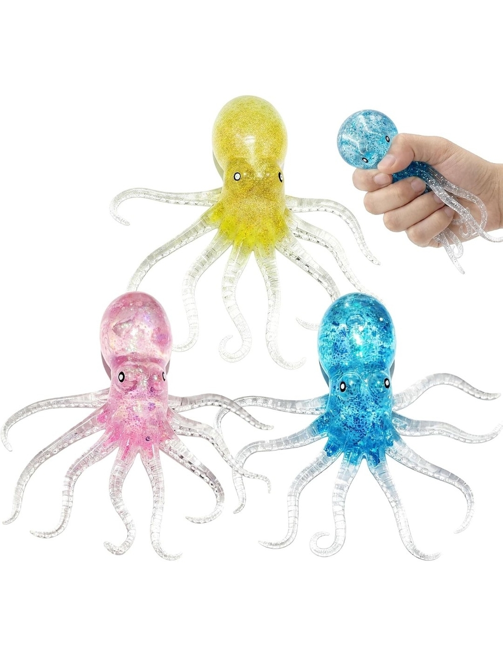 Glitter Octopus Squishy Fidget Toy(Qty 1) Mystery Color - Picture 3 of 3